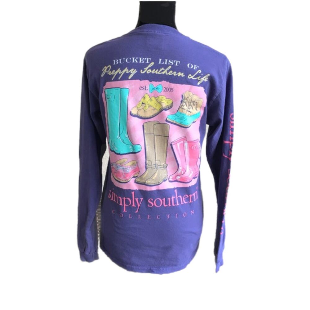 Simply Southern Womens Tee Size Small Preppy Life Boots Shoes Long Sleeve Sandal